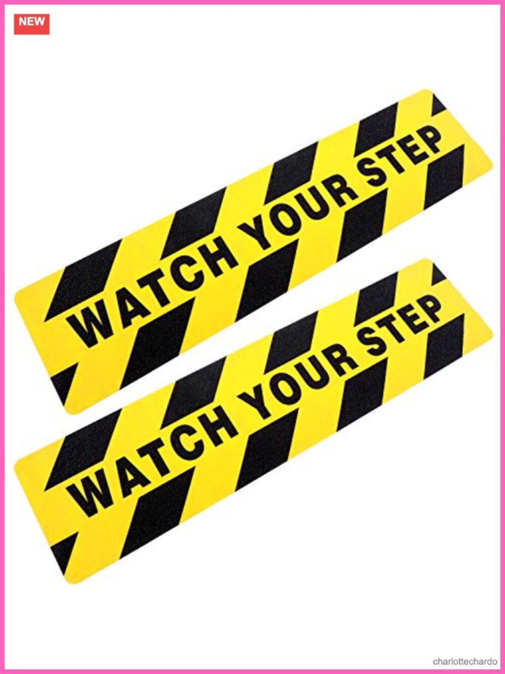 2 Pack Watch Your Step Anti Slip Abrasive Safety Floor Stickers PVC 6x24 In
